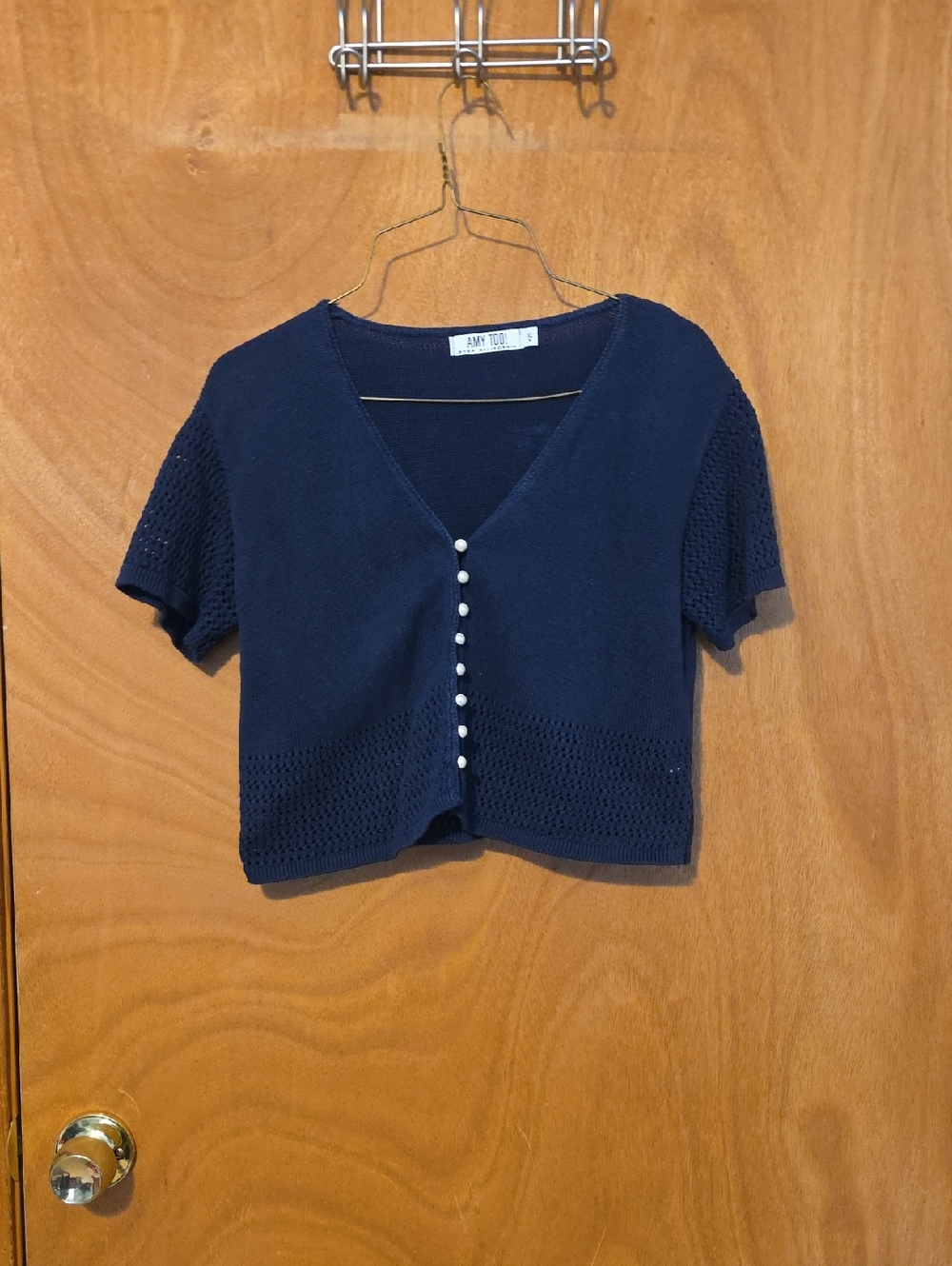 Navy Short Sleeve Knit Cardigan for Kids
